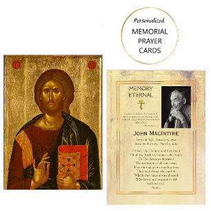 Carte de prière commémorative de l'icône Jésus-Chr