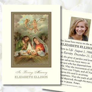 Carte de prière commémorative de Noël