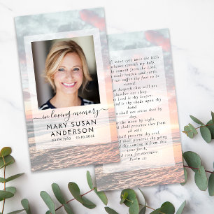 Carte de prière commémorative en mémoire d'amour