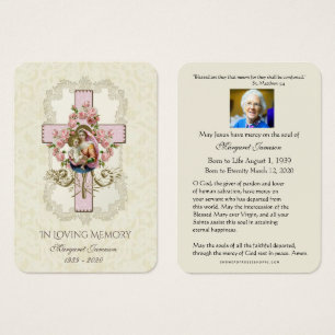 Carte de prière commémorative funéraire catholique