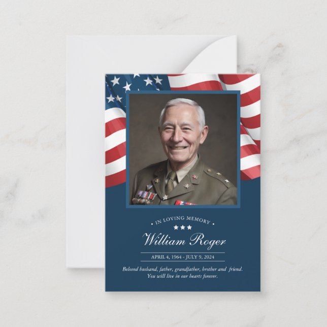 Carte de prière commémorative patriotique (Devant)