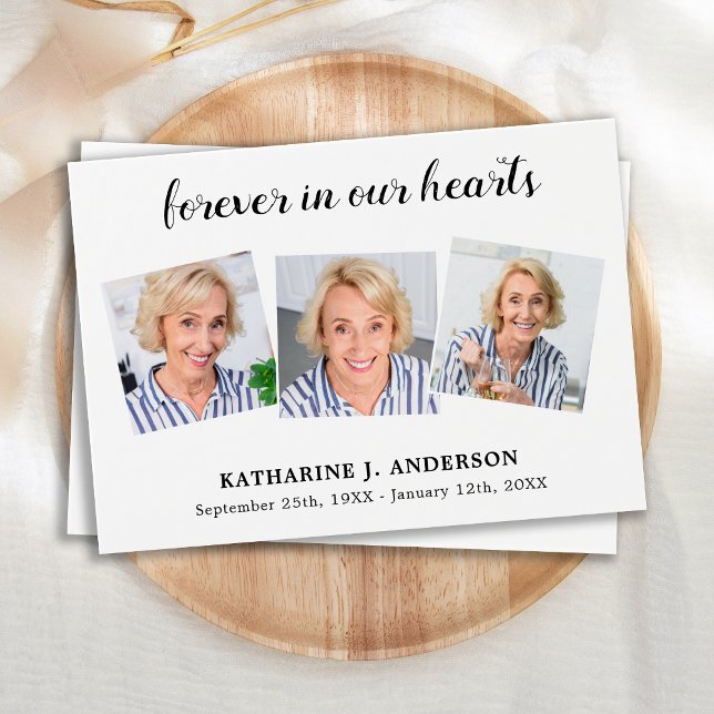 Carte de prière commémorative simple 3 photos (Créateur téléchargé)