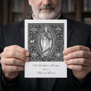 Carte de prière d'anniversaire Prêtre catholique S