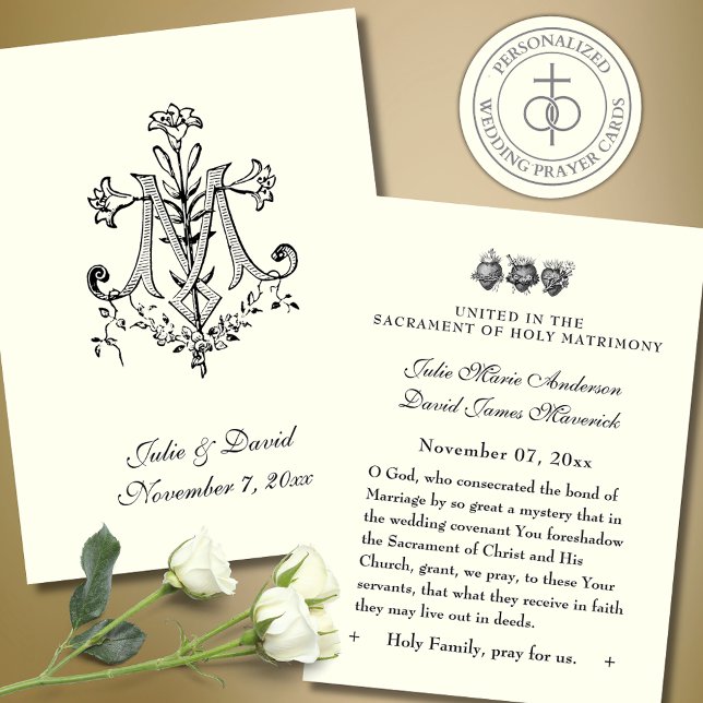 Carte de prière de Croix Mariage catholique (Créateur téléchargé)