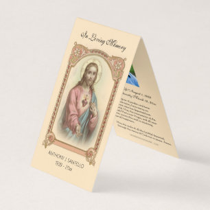 Carte de prière de Jésus aux funérailles catholiqu