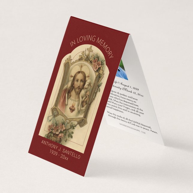 Carte de prière de Jésus aux funérailles catholiqu (Devant)