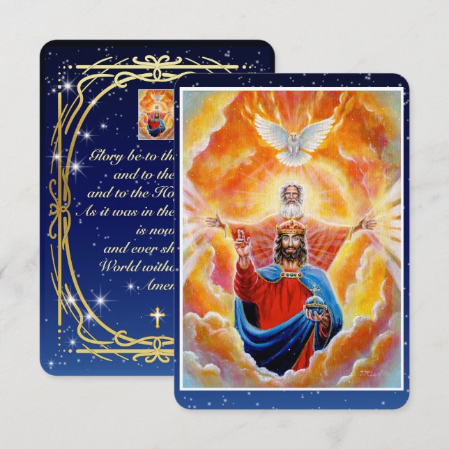 Carte de prière de la Sainte Trinité dans la gloir (Devant / Derrière)