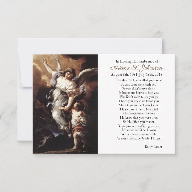 Carte de prière de la sympathie customisée par (Devant)