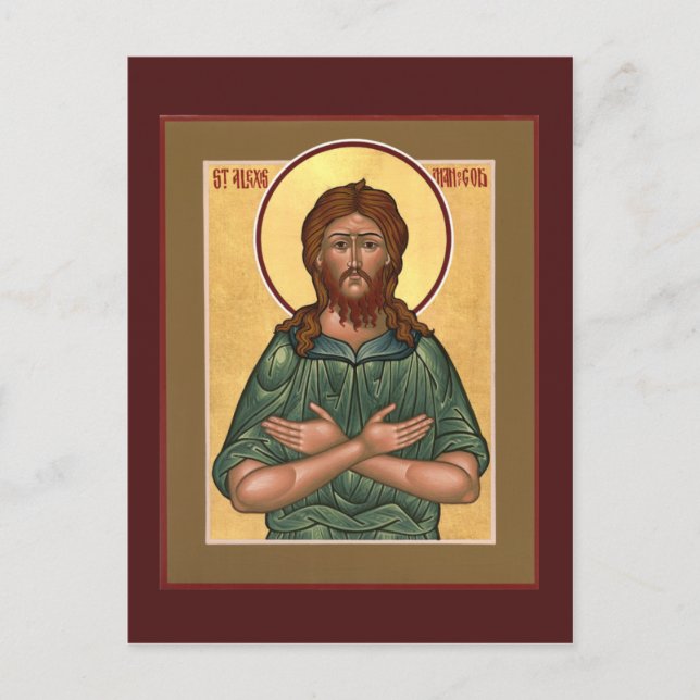 Carte de prière de l'homme de Dieu St. Alexis (Devant)