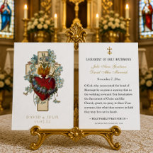 Carte de prière de mariage catholique à croix élég