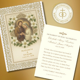 Carte de prière de mariage catholique élégante en 