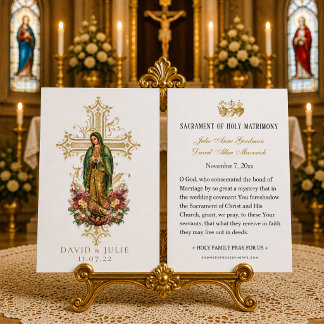 Carte de prière de mariage catholique Guadalupe