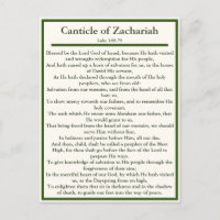 Carte de prière du Cantique de Zacharie et du Magn