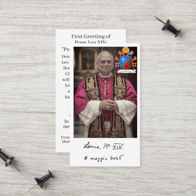 Carte de prière du Pape Leo XIV (Devant/Arrière en situation)
