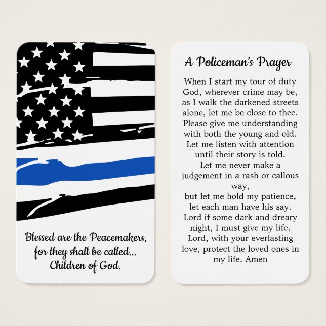 Carte de prière du policier Agent d'application de (Devant & derrière)