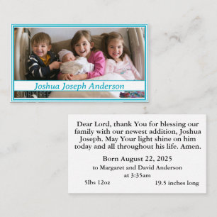 Carte de prière faire-part de naissance