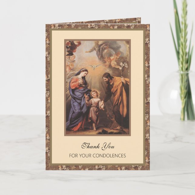 Carte de prière familiale Merci funéraire catholiq (Devant)