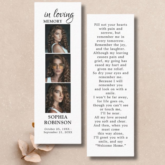 Carte de prière funéraire Collage de 3 photos Mémo (Créateur téléchargé)