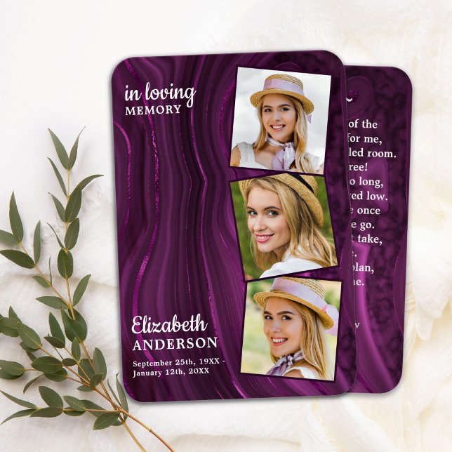 Carte de prière funéraire commémorative 3 Photo Ma (Créateur téléchargé)