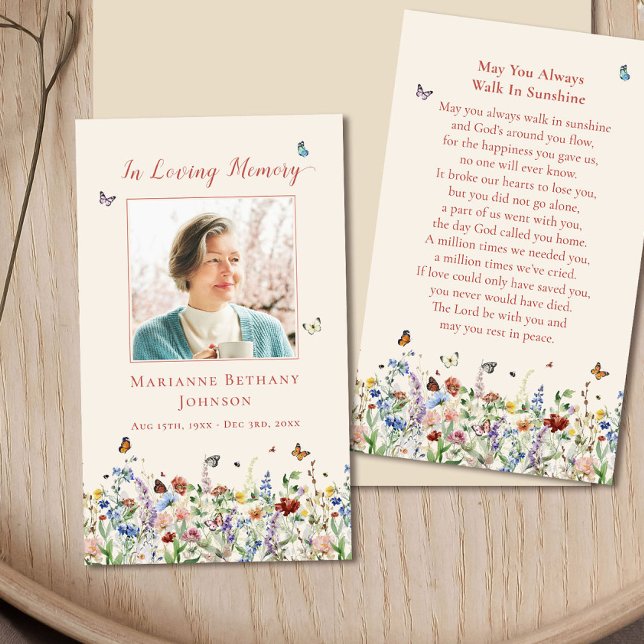 Carte de prière funéraire commémorative du Fleur s (Créateur téléchargé)