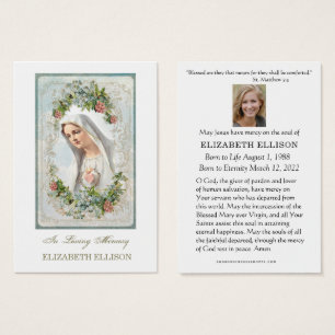 Carte de prière funéraire de la Vierge catholique 
