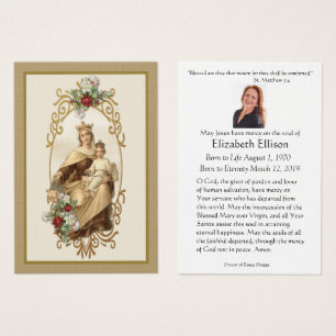 Carte de prière funéraire de la Vierge catholique 
