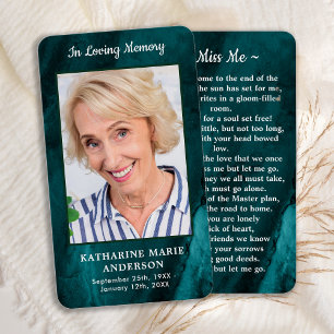 Carte de prière funéraire Emerald Green