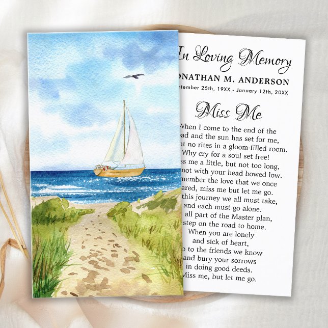 Carte de prière funéraire Memorial Boat Sympathy (Créateur téléchargé)