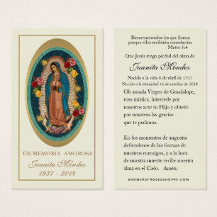 Carte de prière funéraire Rose Vierge espagnole