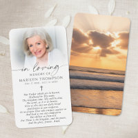Carte de prière funéraire Sunset In Memoriam