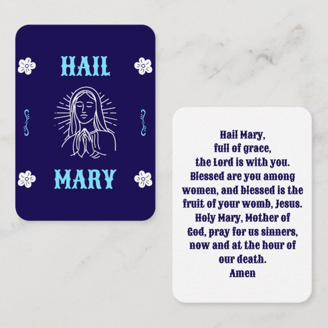 Carte de prière Hail Mary - Langue moderne (Devant / Derrière)
