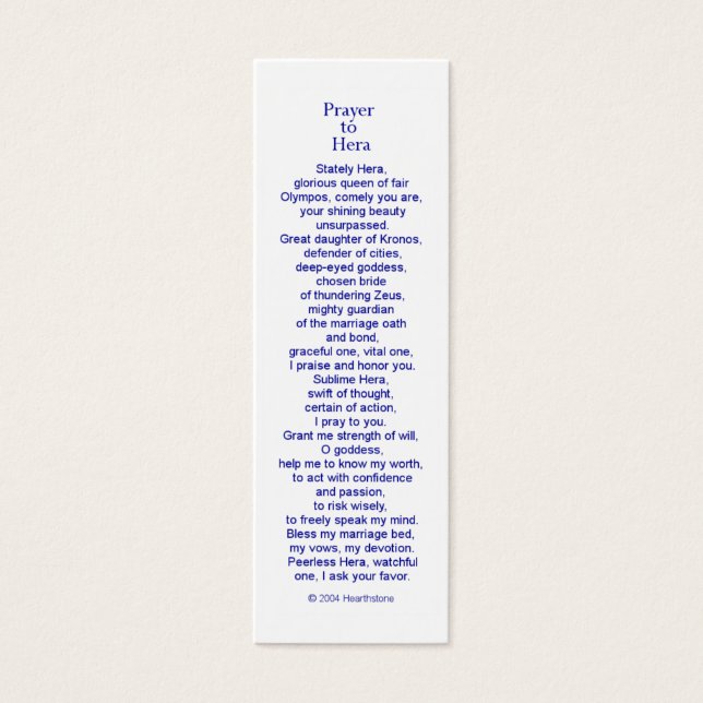 Carte de prière Hera (Devant)