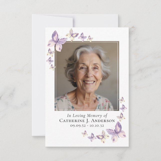 Carte de prière | Lilac Butterflies Photo (Devant)