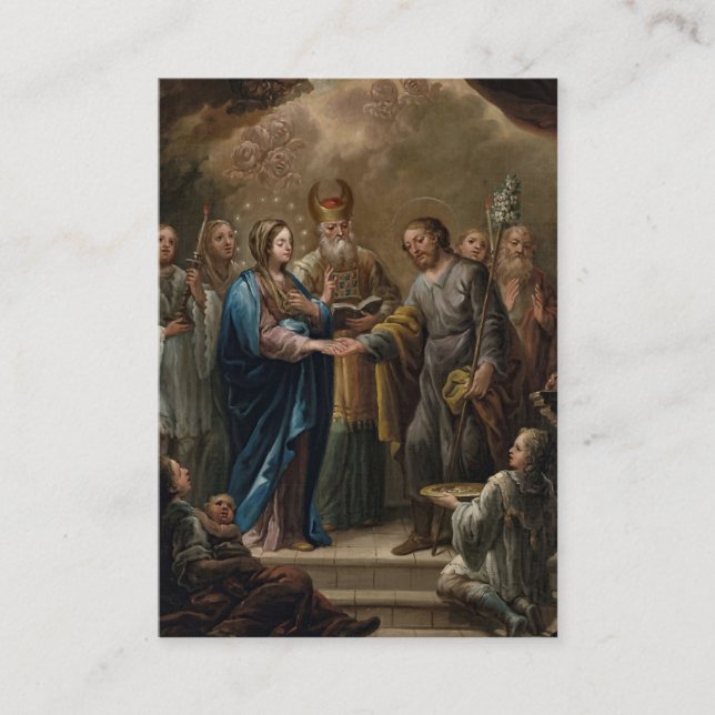 Carte de prière Mariage aux fleurs bleu aquarelle (Devant)