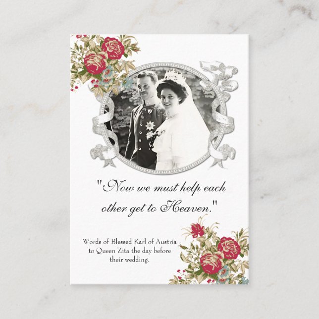 Carte de prière Mariage catholique Karl & Zita (Devant)