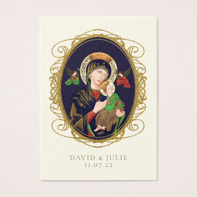 Carte de prière Mariage catholique Vierge Marie (Devant)