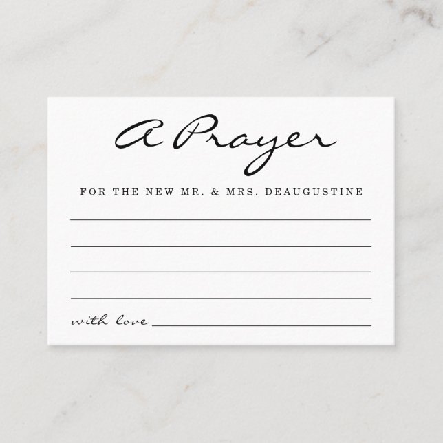 Carte de prière Mariage personnalisée - Simple (Devant)