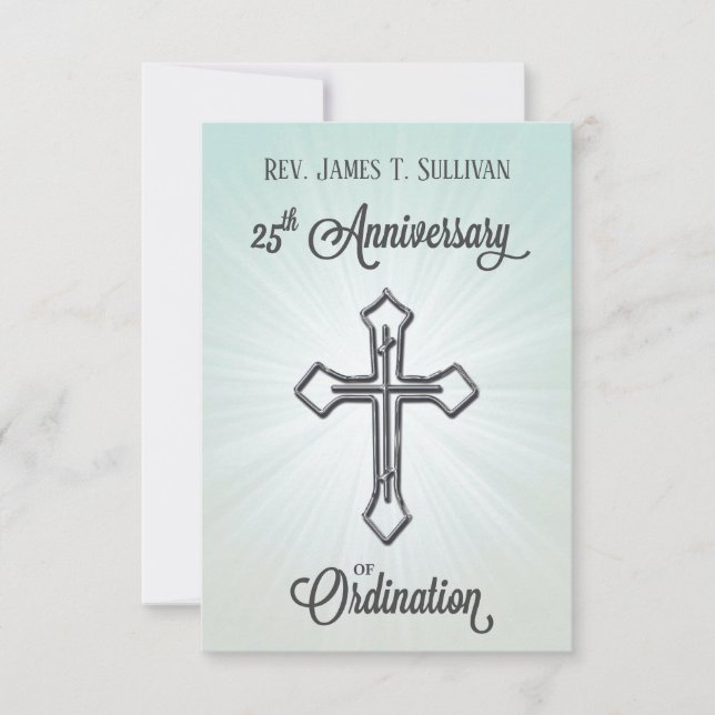 Carte de prière Nom 25e anniversaire d'ordination  (Devant)