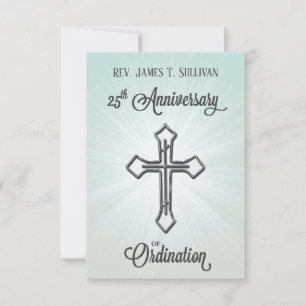 Carte de prière Nom 25e Croix anniversaire de l'or