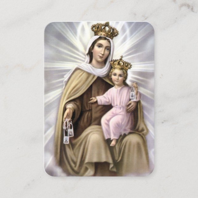 Carte de prière Notre Dame du Mont Carmel Baby Jes (Devant)