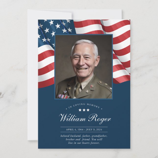 Carte de prière Patriotic Memorial Card (Devant)