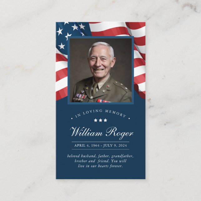 Carte de prière Patriotic Memorial Card (Devant)