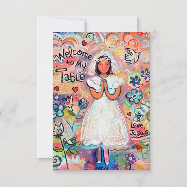 Carte de prière personnalisable Première communion (Devant)