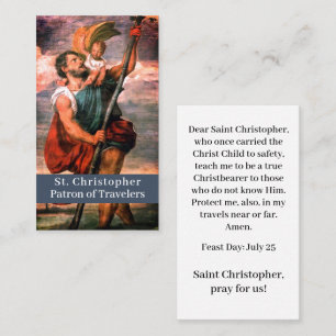 Carte de prière personnalisée Saint Christopher