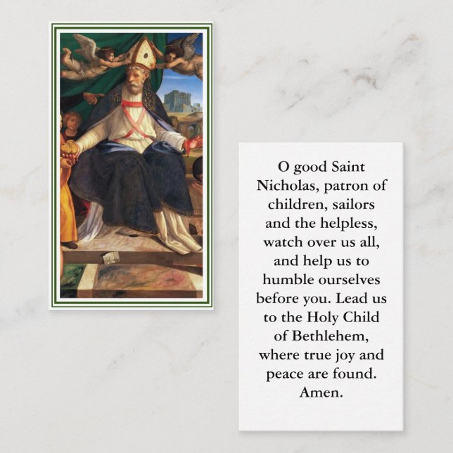 Carte de prière personnalisée Saint Nicolas (Devant / Derrière)