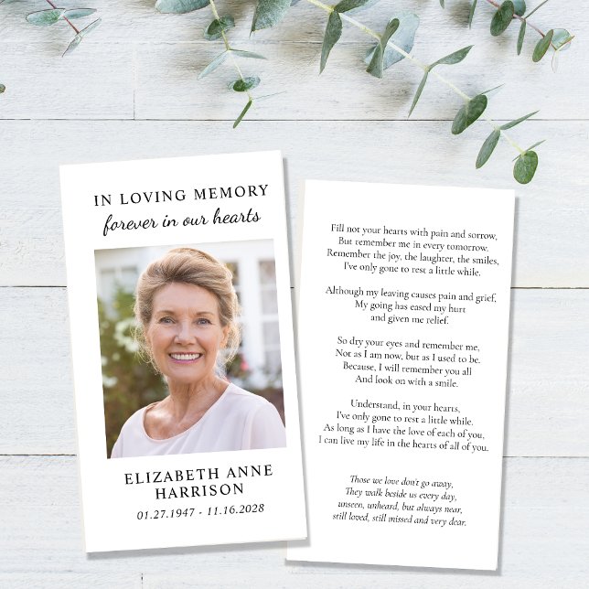 Carte de prière photo commémorative simple (Our elegant prayer card offers a lasting tribute to honor and remember a cherished loved one)