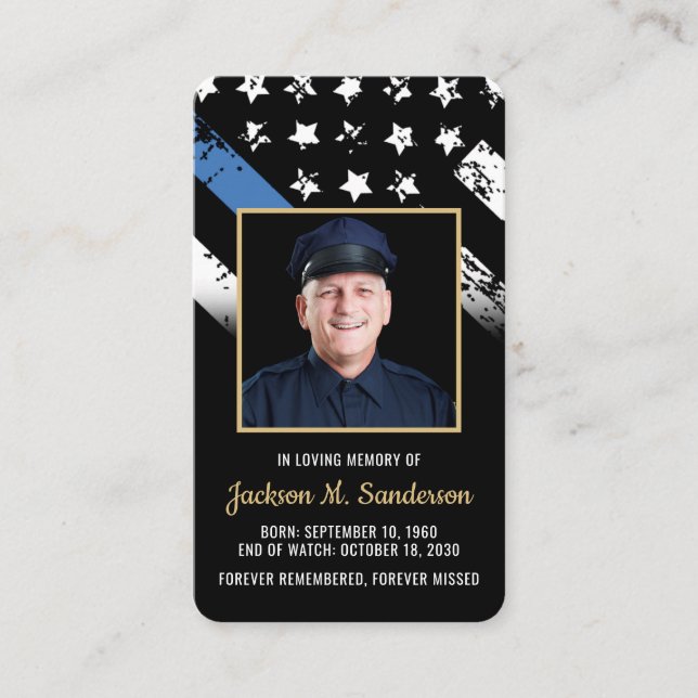 Carte de prière photo funéraire de la police (Devant)