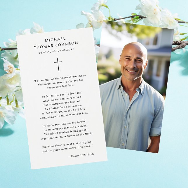 Carte de prière photo Psaume funéraire de Croix re (Créateur téléchargé)