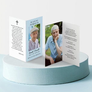 Carte de prière pliée simple pour mémorial de funé