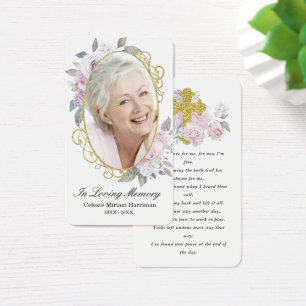 Carte de prière pour la photo florale rose or
